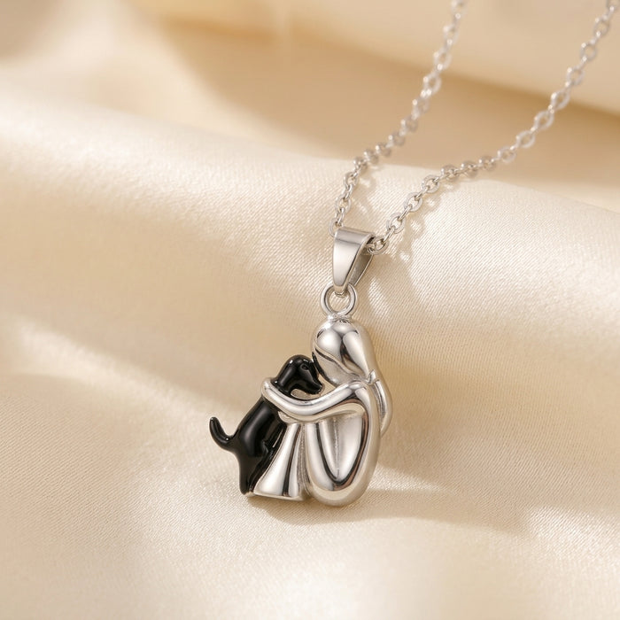 Hjärtekram halsband i silver och svart